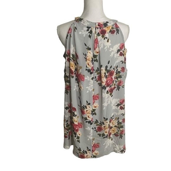 UMGEE Blue Floral Round Neck Tank Style Blouse - Picture 4 of 6
